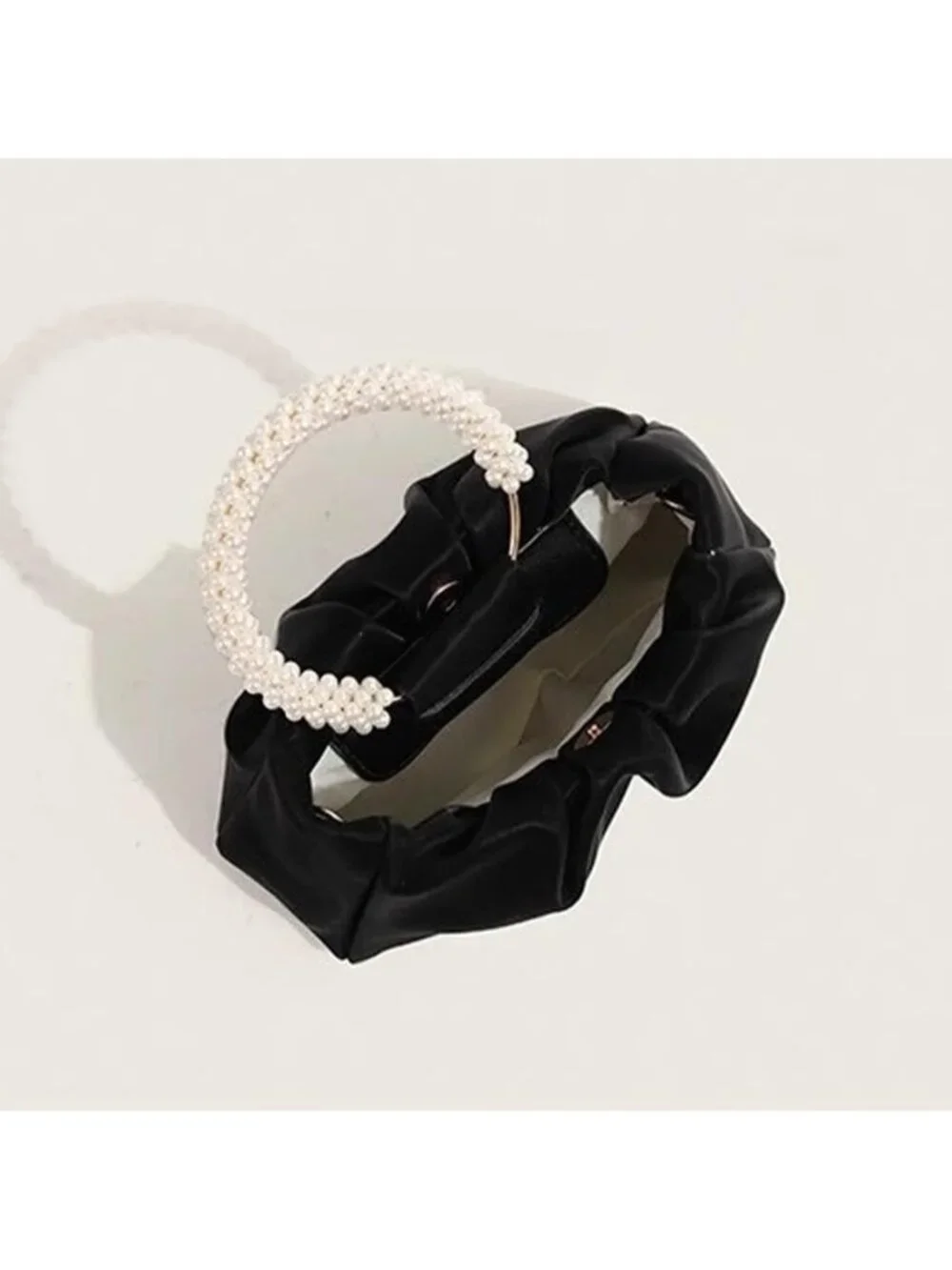 👜Women's Black Leather Wedding Party Pearl Elegant Clutch Purse Magnetic Snap